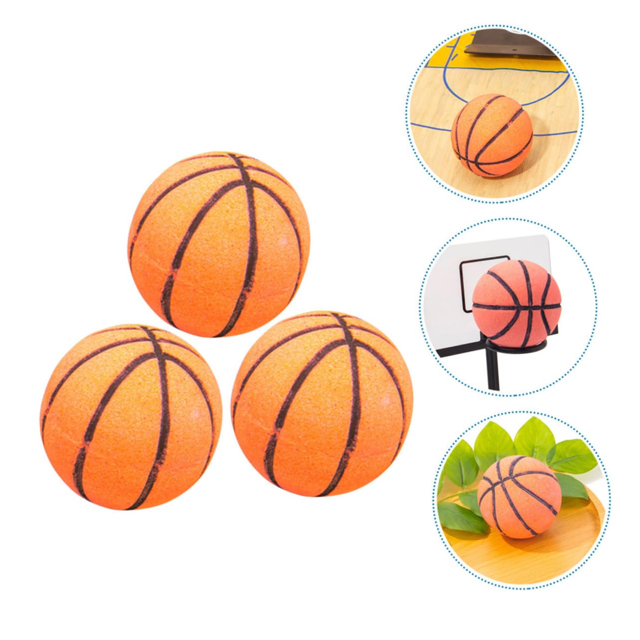 Bola de Baño de Cristales Marinos 3 Piezas, Forma de Baloncesto | Burbujas Abundantes, Portátil y Ligera, para Baños de Pies y Viajes, Limpia la Piel