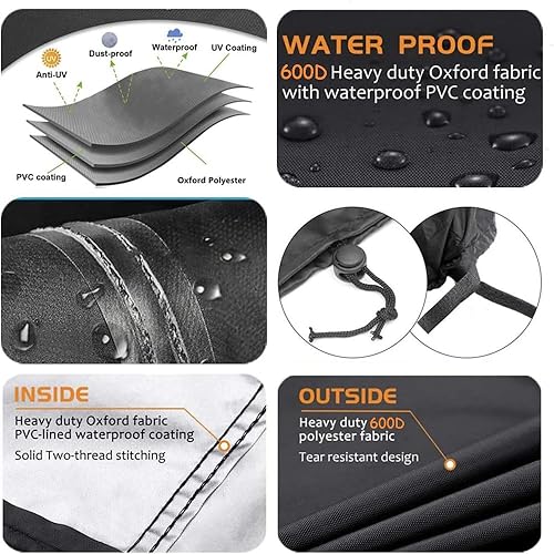 Miniatura 3 de Blackhoso Cubierta para hoguera, 34 x 34 x 30 pulgadas, cubierta cuadrada para hoguera de gas, impermeable, 600D, resistente, para patio, cubierta