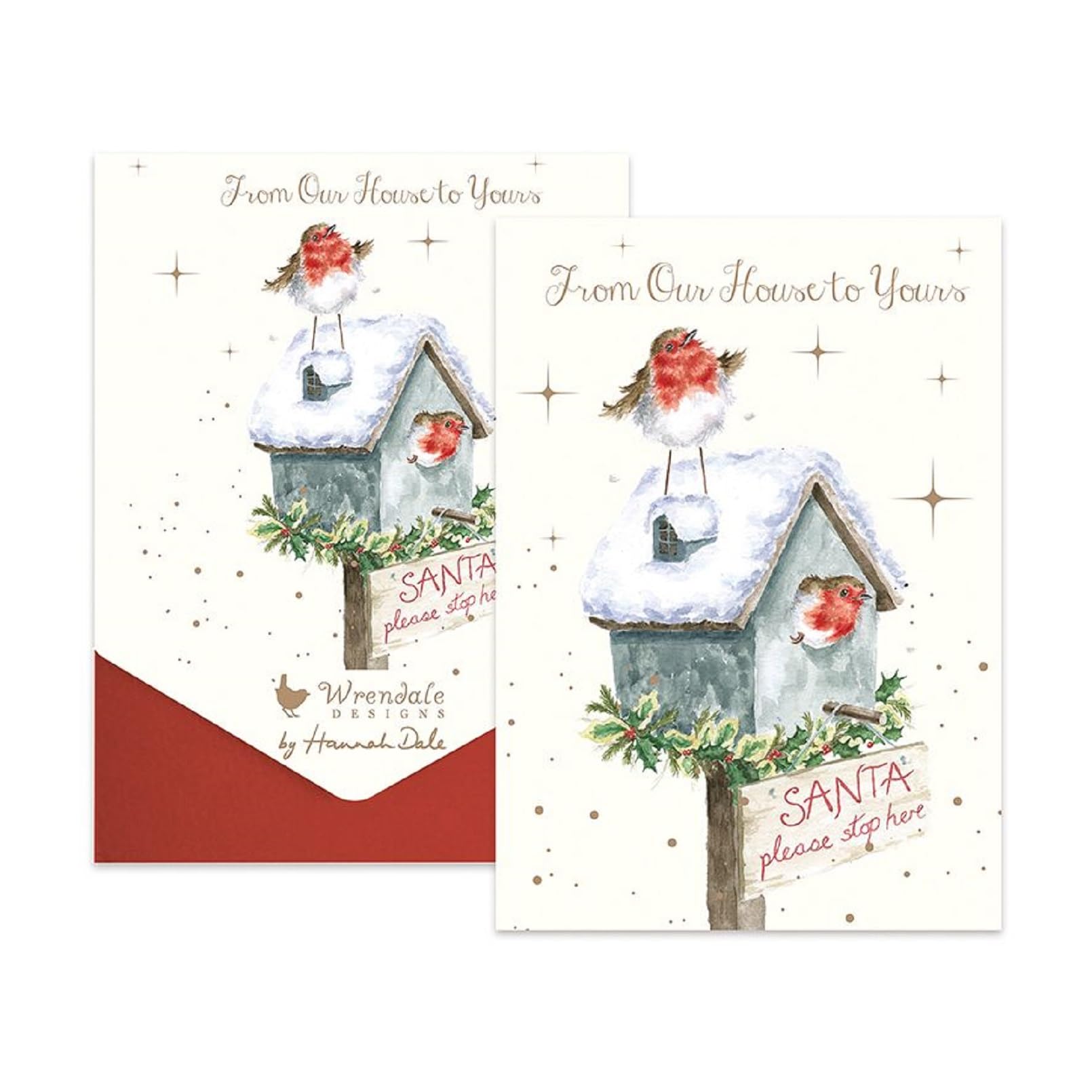 Wrendale Designs by Hannah Dale - Please Stop Here - Christmas Notecard Set - Pack of 8