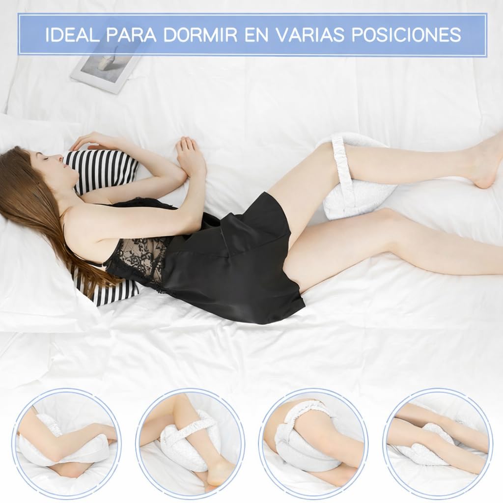 HYDROGELIX Cojín para Dormir Entre Las Piernas Viscoelástico – Almohada Ortopédica para Rodillas y Cadera, Alivio Dolor Espalda y Ciática, Ideal para Dormir de Lado y Embarazo — view 8