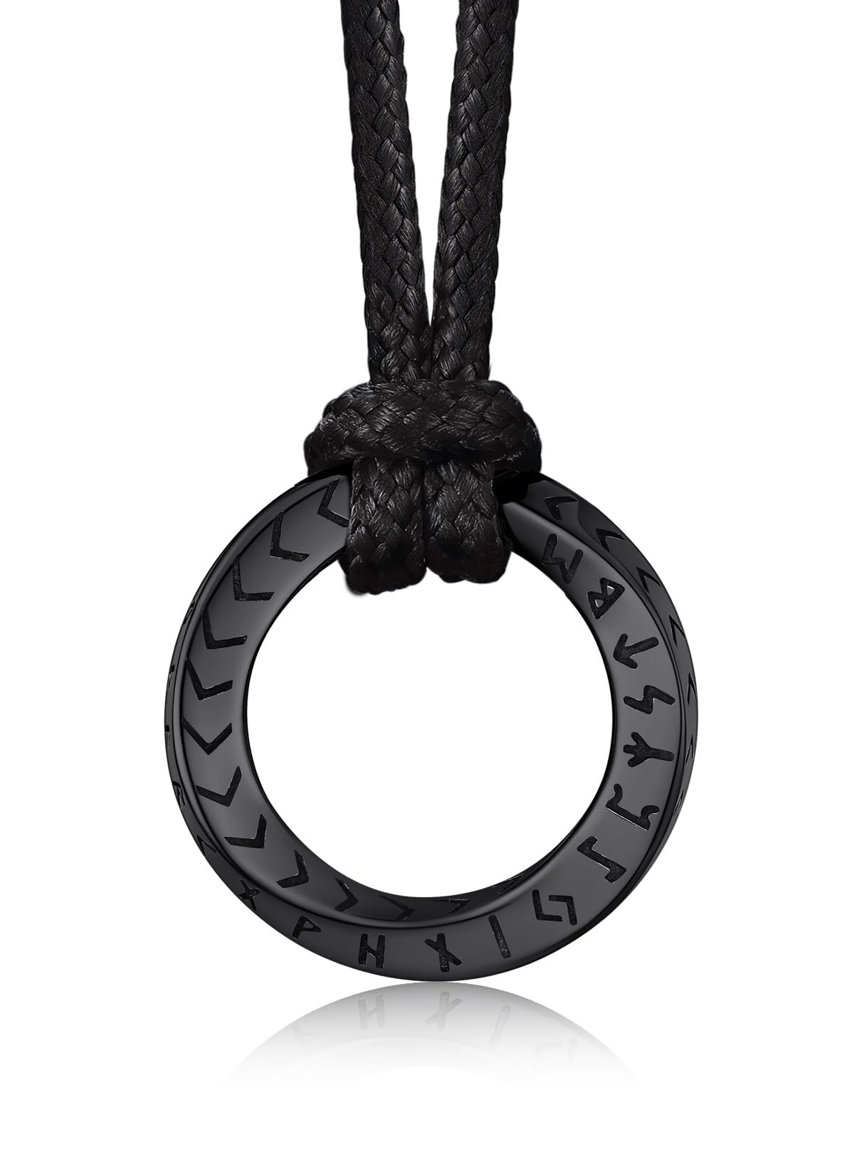 Bandmax Runenketting voor dames en heren, leren ketting, zwart