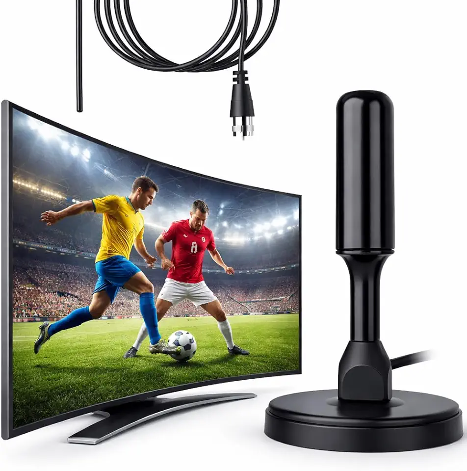 Antena Digital TV Interna Externa Amplificada HDTV 4K UHF | VHF | FM, Resistente A Água, Compatível Com Samsung, LG, Philco, APC, Philips, Smart TV, Led, LCD, 3D, Cabo 5 Metros, Amplo Alcance