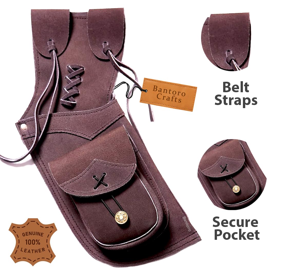 Carquois De Flèche En Cuir Traditionnel – Fait Main, Noir, Pour Droitier Ou Gaucher