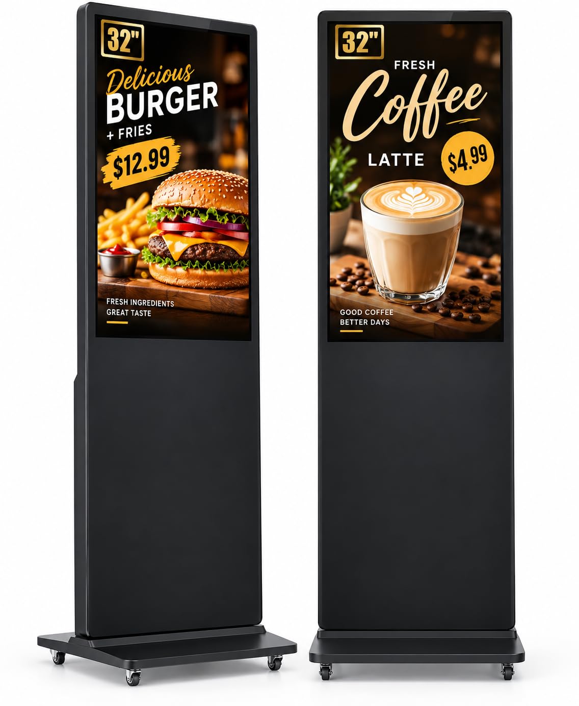 HARZHI 32 Inch Digital Signage Display, 2K Indoor Floor Standing Advertising Display with IPS LCD Screen, Android OS and Auto Media Player
