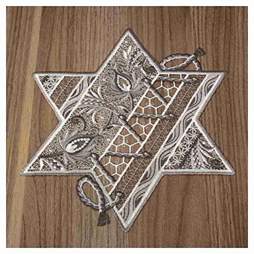 Plauener Spitze Weihnachtsdecken 27 Winter-Tischdecke Sternentraum Plauener Spitze modernes Deckchen Stern...