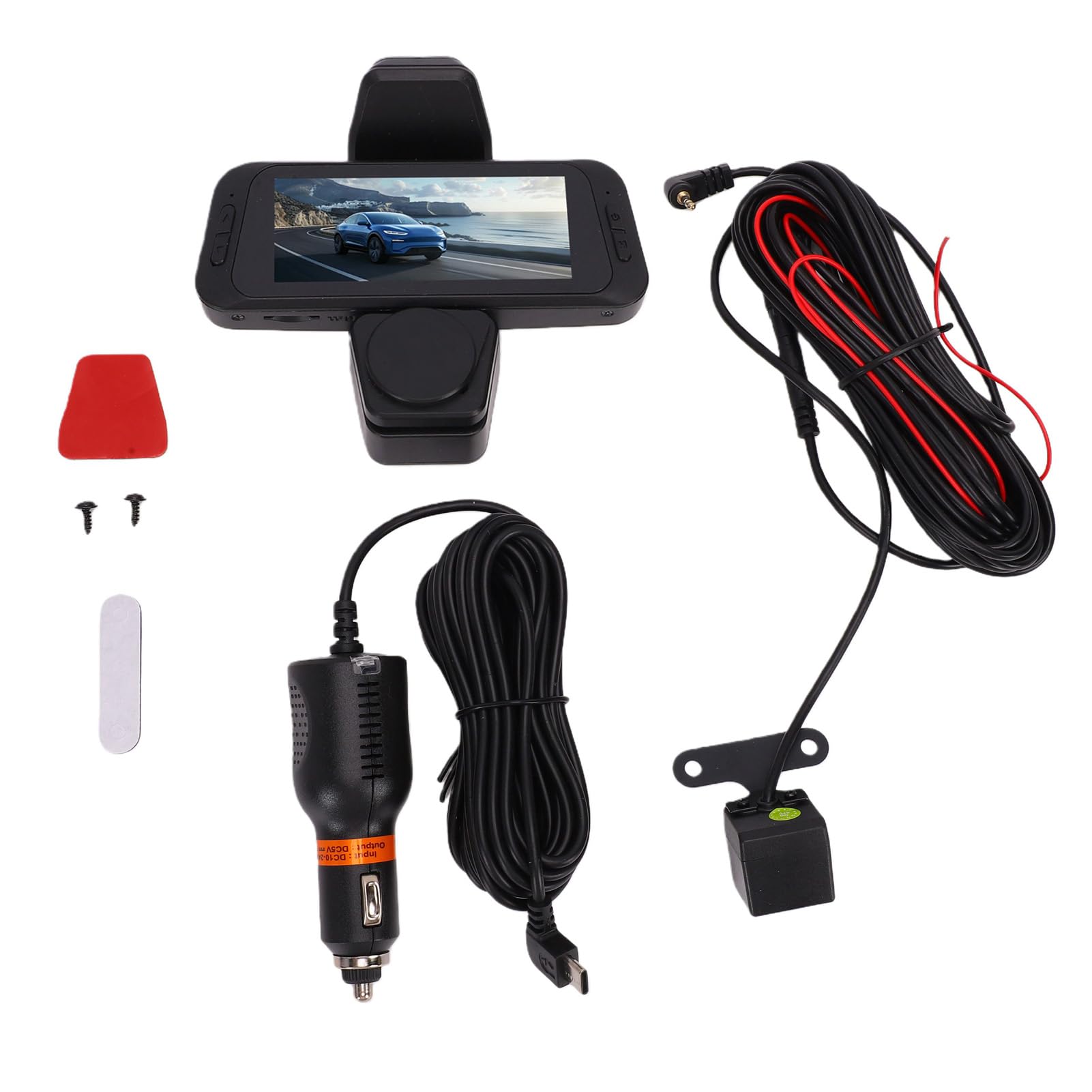 SIXRUN Dash Cam Auto a 3, Registratore per Auto con Visione a 360 Gradi | Batteria Integrata da 150 MAh, Registrazione in Loop, Nitidezza Notturna, Adatta a Berline, Camion e SUV