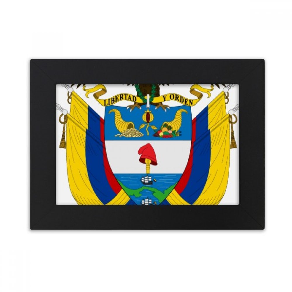 Cadre photo noir 10x15 Colombie avec emblème national multicolore pour peinture d'art 4x6