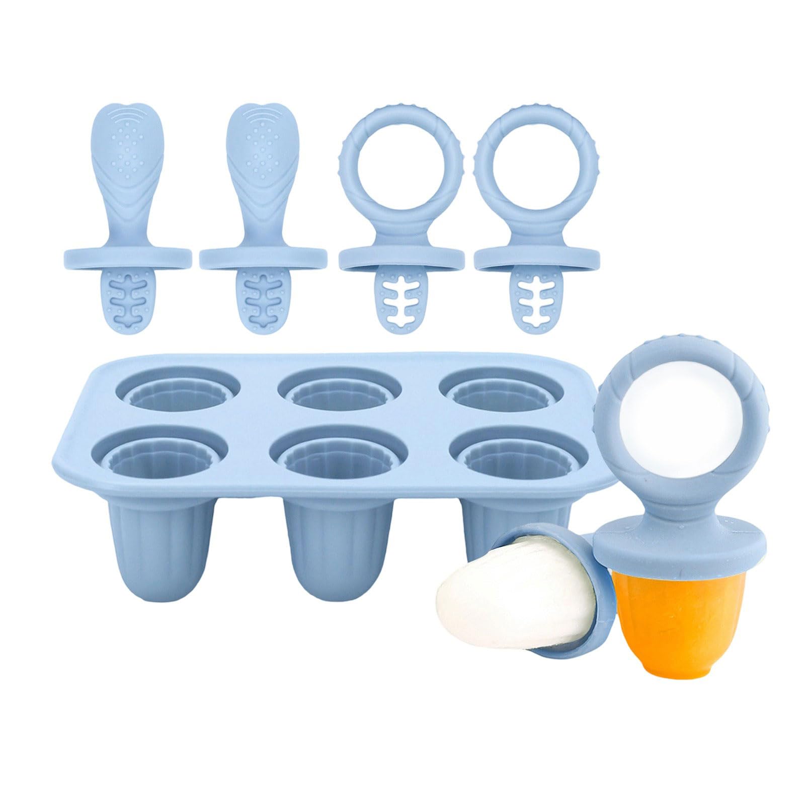 Qcbuegof 6 Piece Teething Ice Popsicles Molds for Infants Silicone Cubes Tray with Chewable Edges Safe for Babies Teeth and Dishwasher Friendly Baby Teething Cubes Tray
