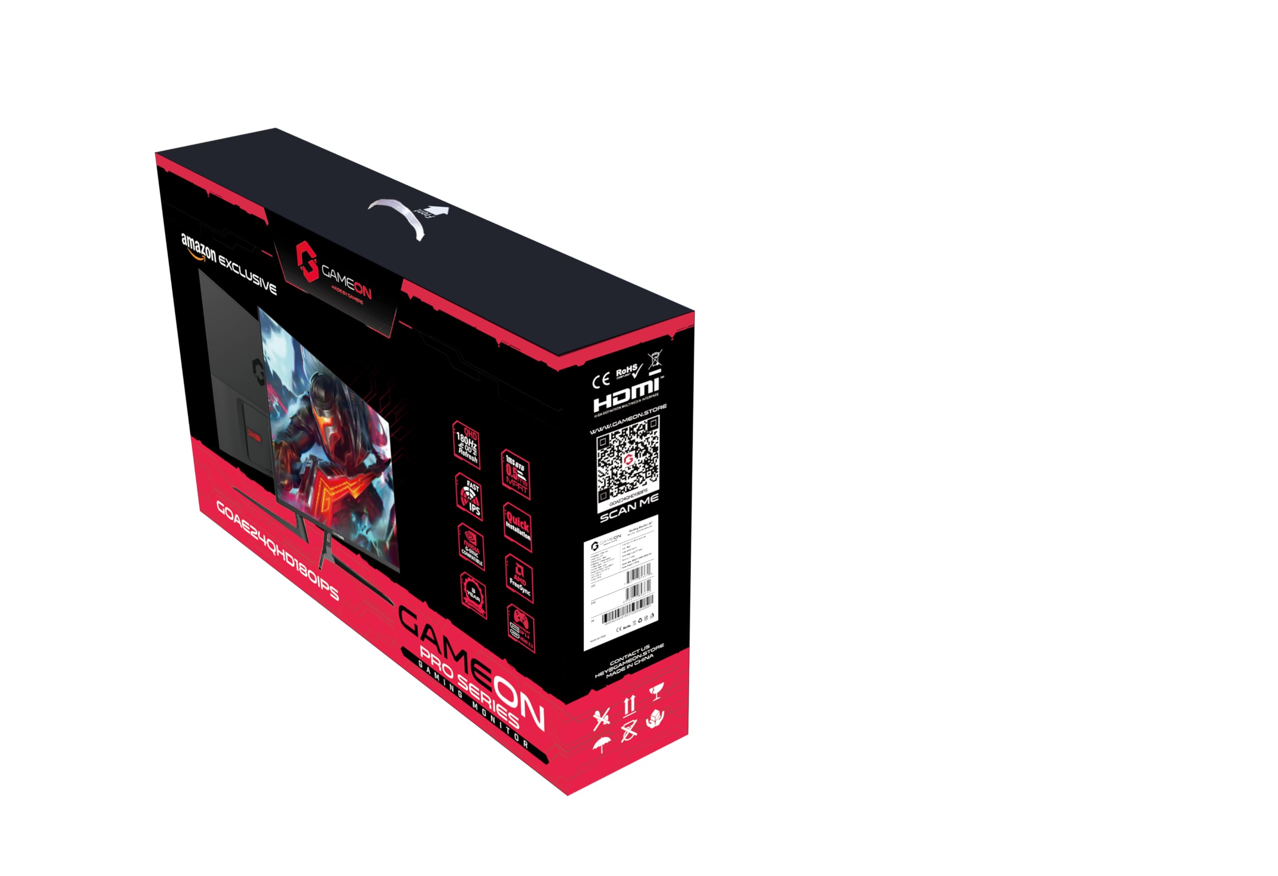 GAMEON 24 Inch 2K QHD Gaming Monitor Fast IPS 2560x1440 Display 180Hz Smooth Performance 0.5ms Adaptive Sync HDMI 2.1 Ideal for PC Console Gaming and Daily Use — view 7