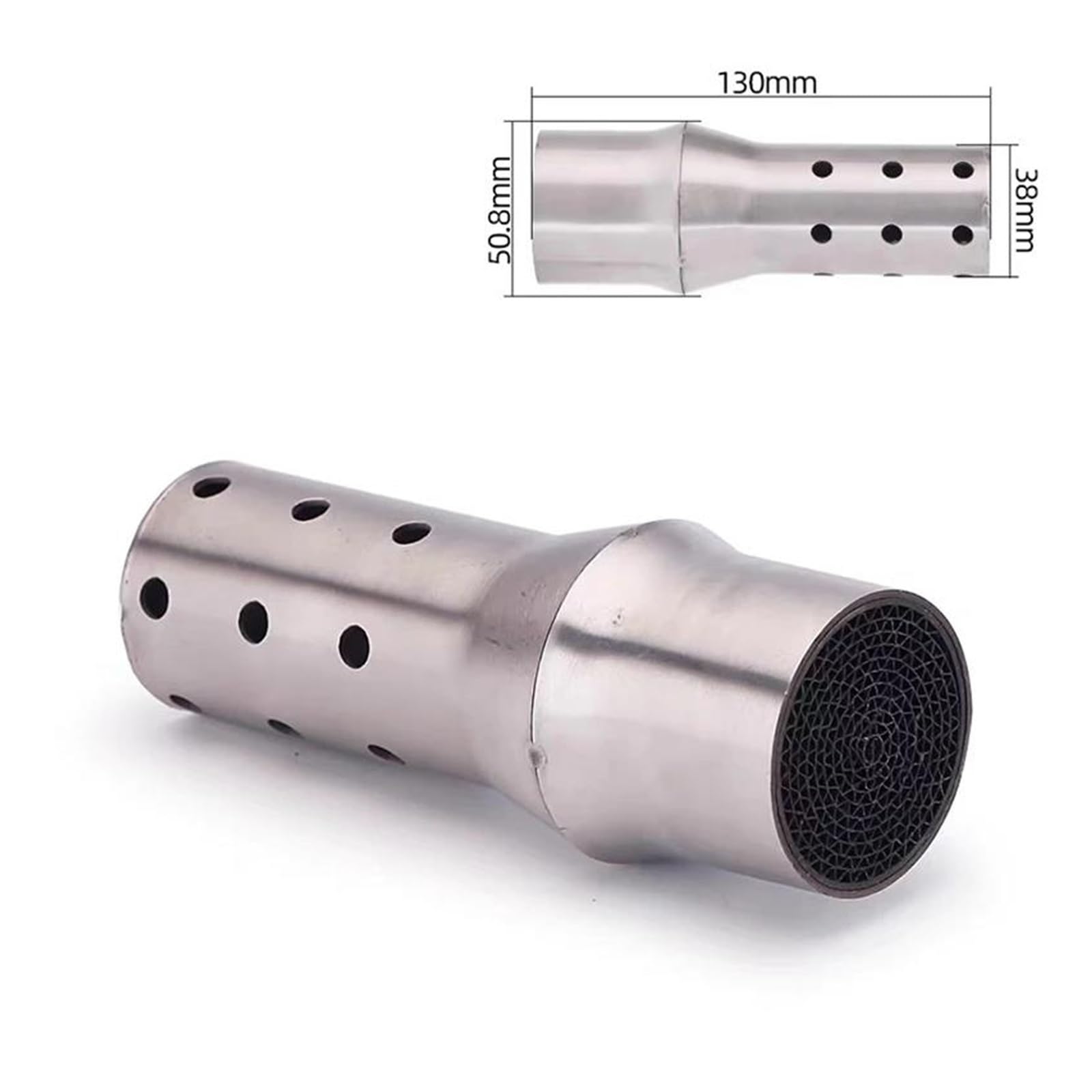 Silenziatore Marmitta Universale del Motociclo 47mm 51mm Anteriore Mid End Catalizzatore Db Killer per Silenziatore di Scarico Moto Silenziatore Rumore Suono Scarico Silenziatore (Misurare : E)