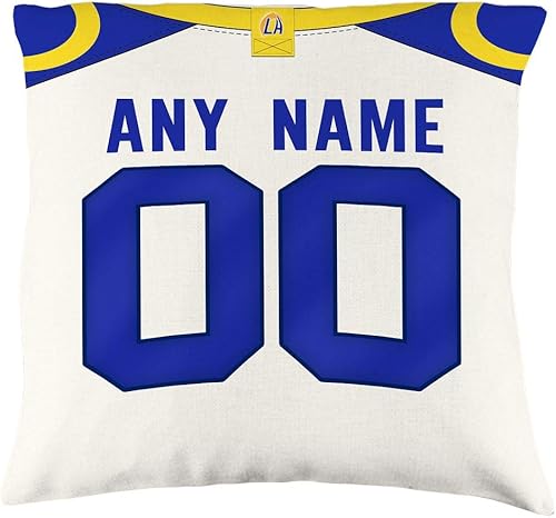 Funda de almohada de fútbol | Personalizada | Colores LA | Funda de almohada decorativa | Cualquier nombre y número | Decoración del hogar | 16 x 16