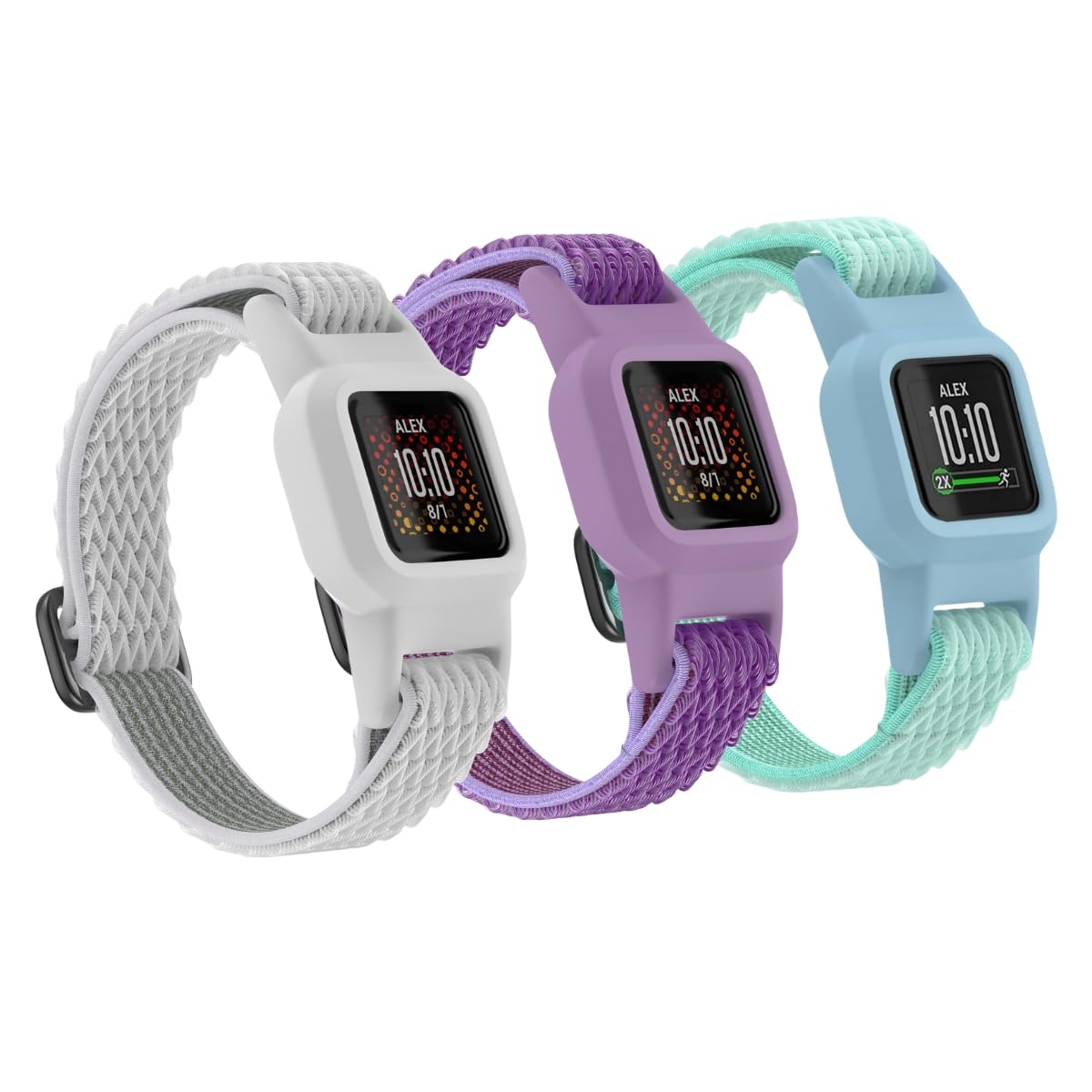 Vanet 3 Pack Compatible with Garmin Vivofit Jr 3 Bands for Kids, Soft Nylon Straps Silicone Sport Breathable Bands Adjustable Replacement Wristbands