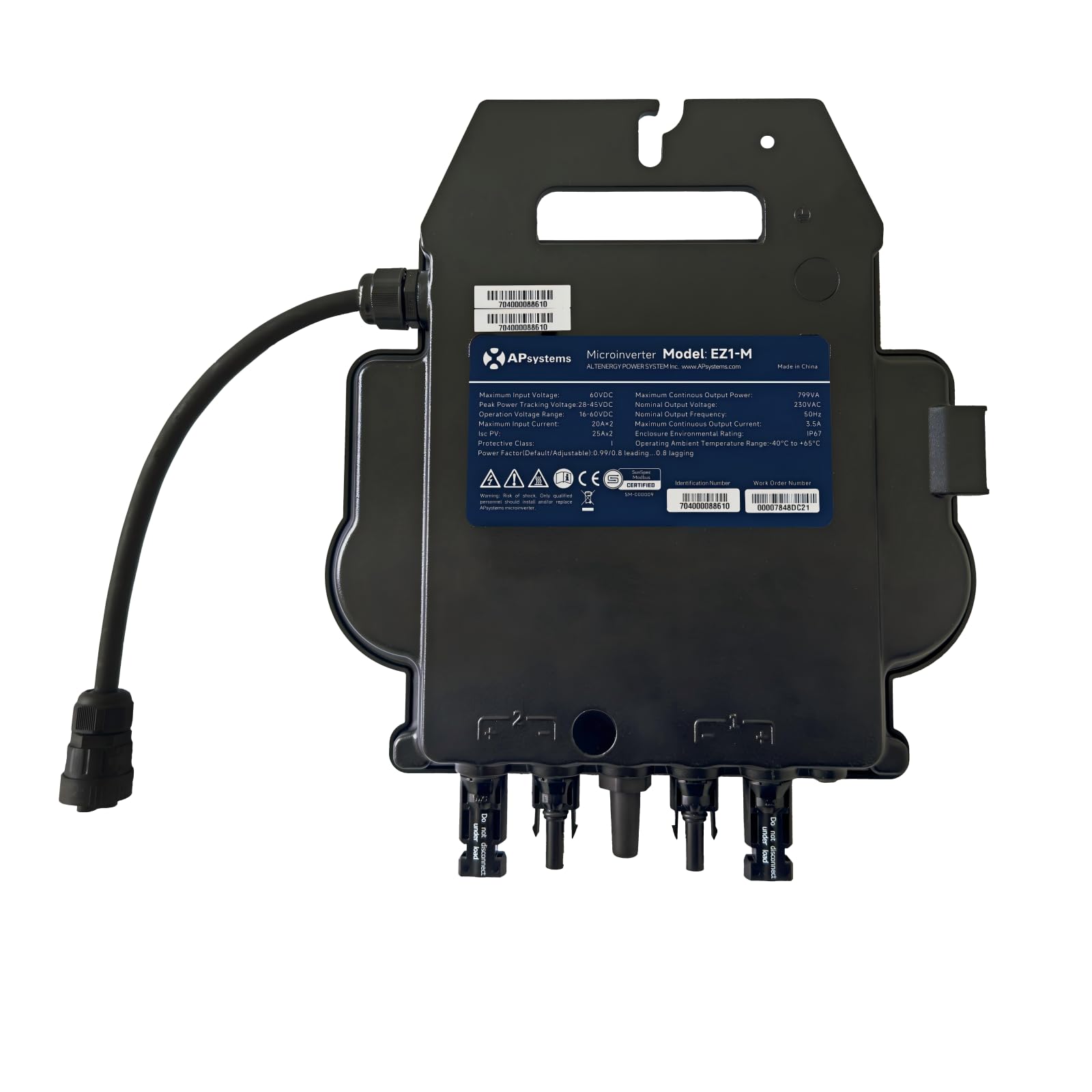 APsystems EZ1-M 600/800W Microinverter con WiFi & Bluetooth, per Impianto Solare da Balcone, fino a 799VA regolabile