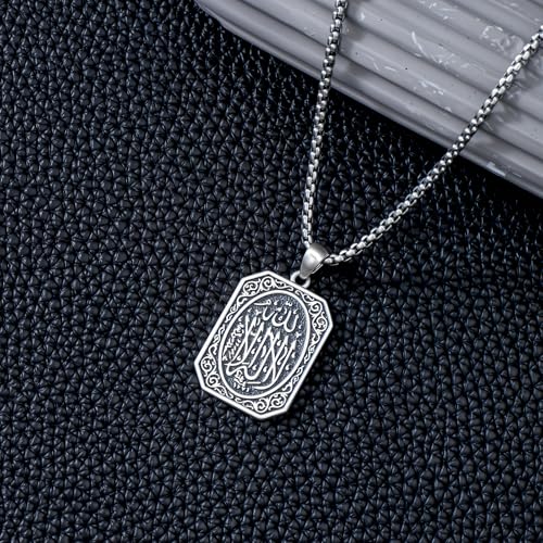 PELOVNY Allah Necklace for Men Women 925 Sterling Silver Islam Allah Pendant Chain Islamic Muslim Religious Jewelry Gifts3
