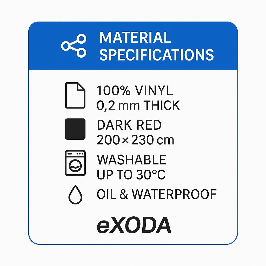 Exoda sábana impermeable de color rojo oscuro fabricada en 99 por ciento vinilo resistente a desgarros adecuada para diferentes usos lavable hasta 30 grados