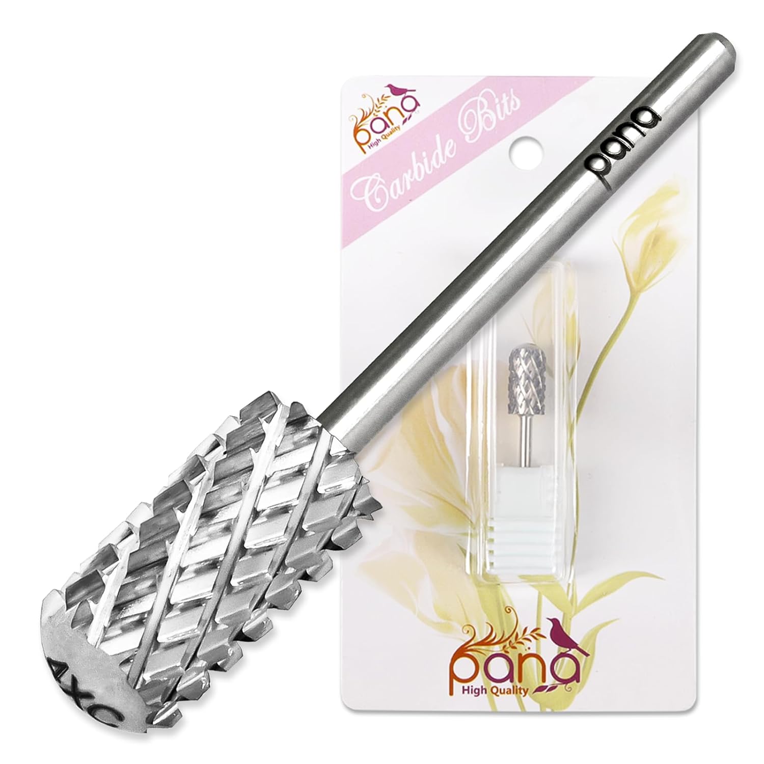 PANA 3/32″ Large Smooth Round Top Safety Carbide Nail Drill Bit for Gel Polish & Acrylic Removal Nail Salon Manicure Pedicure Electric File Tools (Large Barrel – Silver, 4X Coarse) PANA 3/32″ Large Smooth Round Top Safety Carbide Nail Drill Bit for Gel Polish & Acrylic Removal Nail Salon Manicure Pedicure Electric File Tools (Large Barrel – Silver, 4X Coarse)