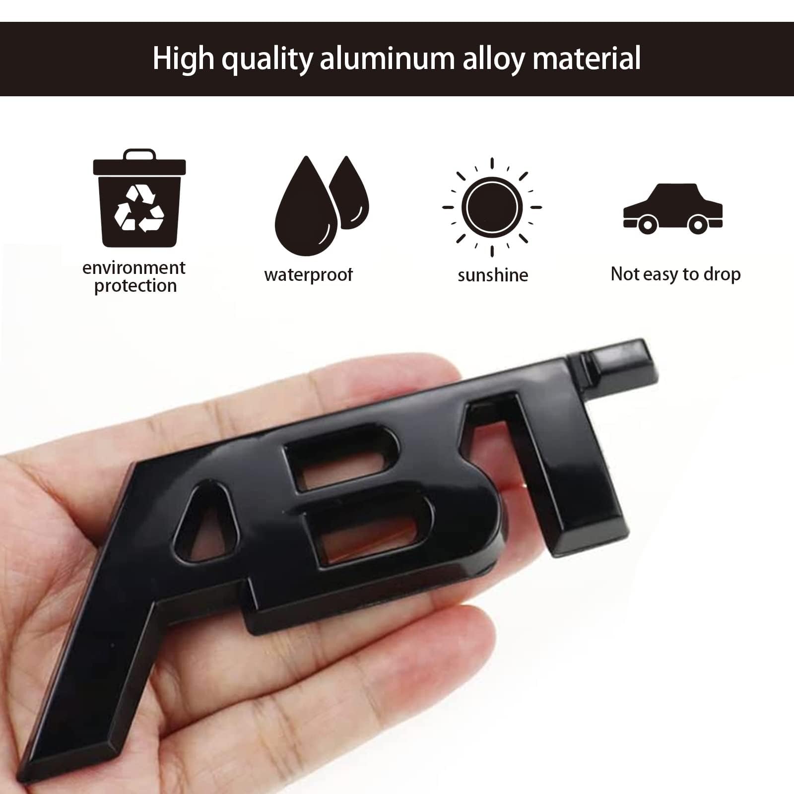 ABT emblem metalowy, naklejka samochodowa, tuning, ABT 3D, czarny, chromowany, dekoracja karoserii, odznaka, akcesoria