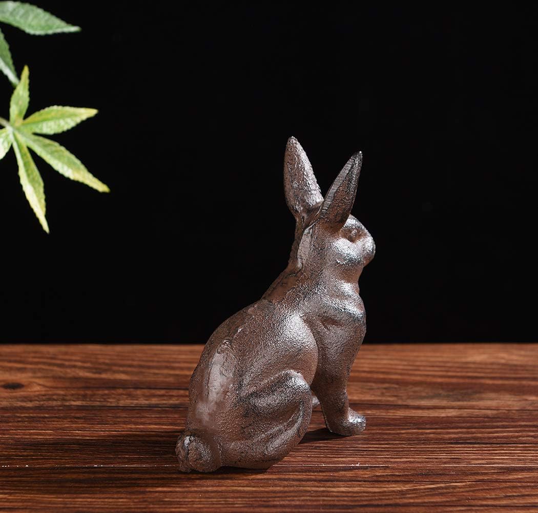 Cast Iron Rabbit Statue Garden Lawn Home Office Desk Decor Paperweight Collection Bunny Figurine Animal Lover Gift PTWQ011 - Image 7