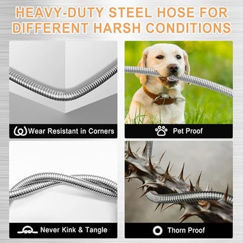 Metal Garden Hose-Upgraded Kink Free &Rust Resistant Design, Stainless Steel Garden Hose With Solid Fitting And 10-Function Nozzle, Durable & Lightweight Outdoor Hose, Easy To Store With Storage Strap #TOP2