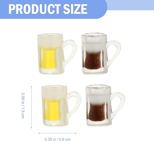 Miniatura 4 de Toddmomy Adornos para tazas de té, 150 piezas de cerveza de resina de cerveza, mini tazas de cerveza, tazas de cerveza en miniatura, accesorios