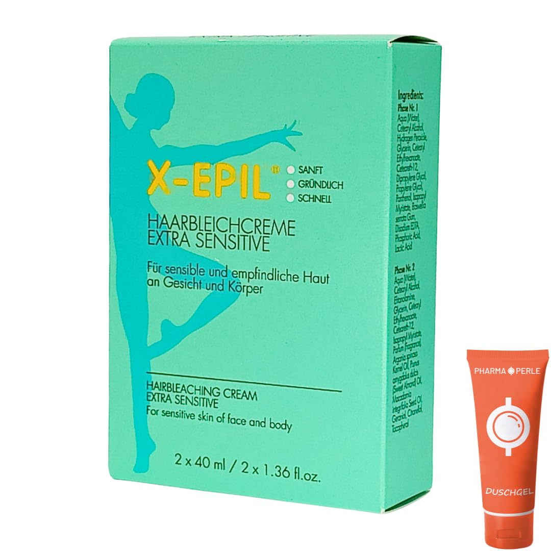 X-Epil Haarbleichcreme Extra Sensitive 2x 40 ml I Für sensible und empflindliche Haut an Gesicht und Körper I Bleichcreme I Haaraufhellung I Sanft, gründlich, schnell I Spar-Set plus give-away 1er Set