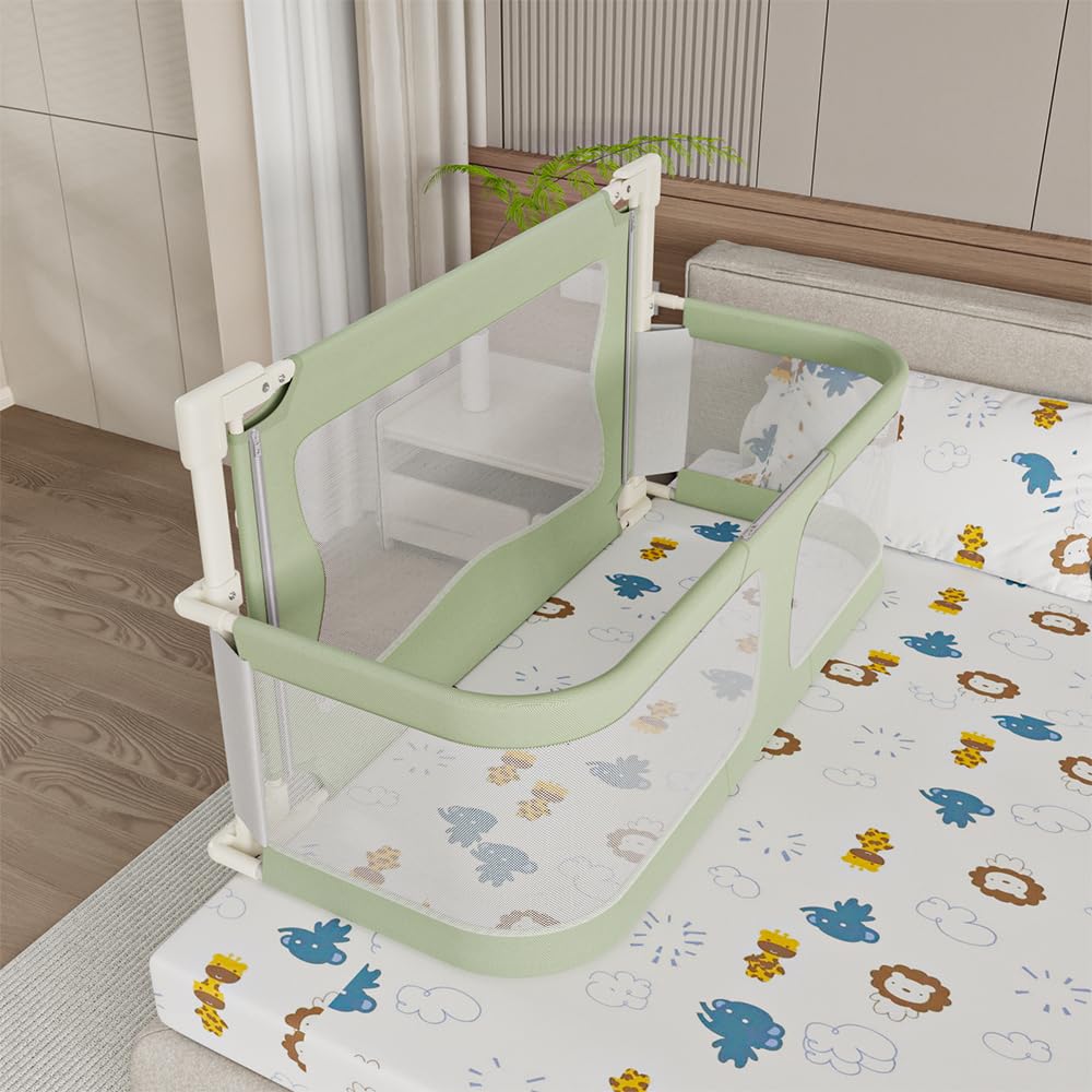 homewell Bettgitter, gemeinsames Schlafen, Bettschutzgitter Kinderbettgitter für Kinder Babybettgitter Klappbar, Bett Schutzgitter für Kinder (Grün)