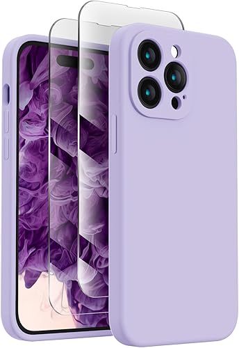 FireNova Funda para iPhone 14 Pro Max, funda de silicona mejorada protección de cámara con 2 protectores de pantalla, forro interior de microfibra
