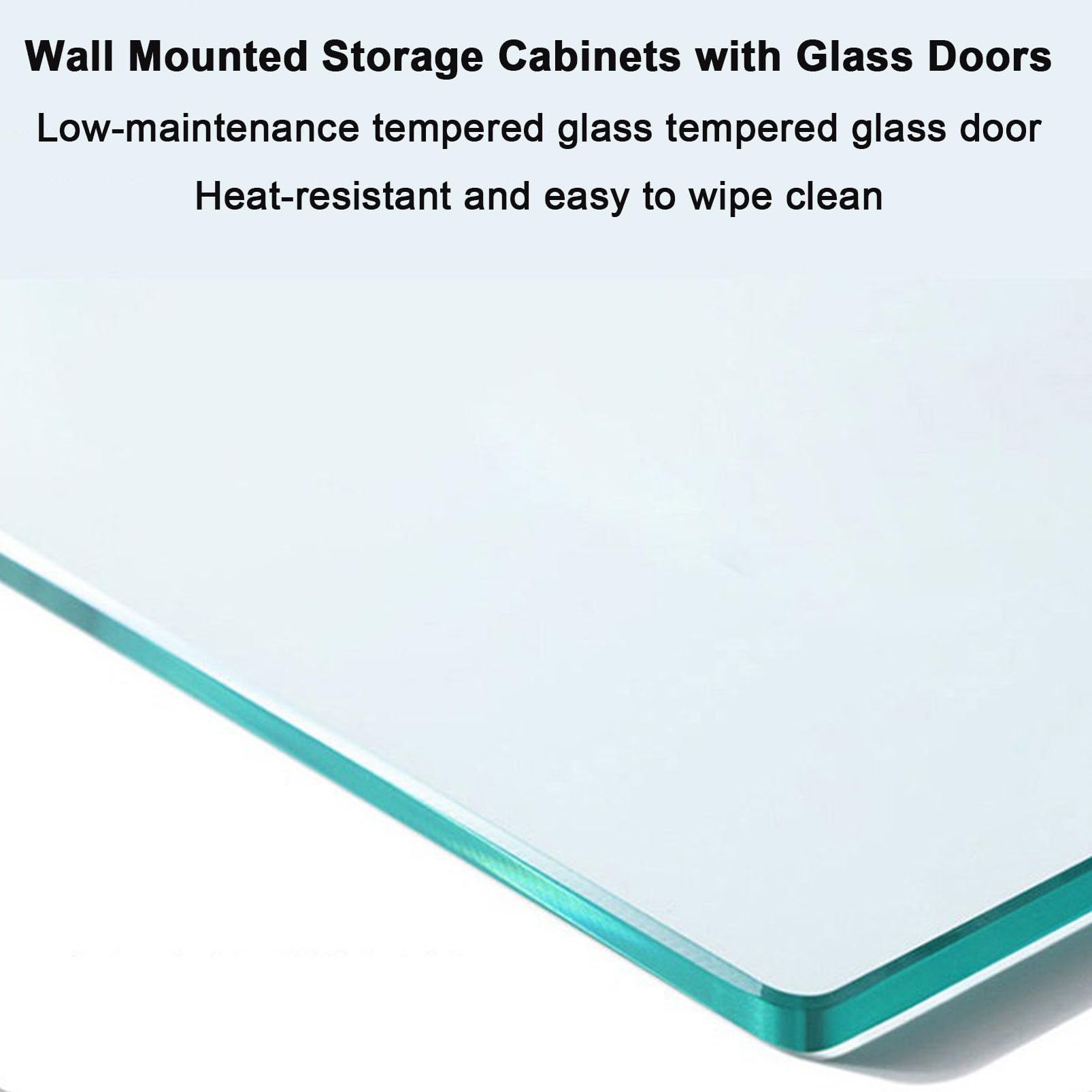 Armoire de Rangement Murale Peu encombrante, Armoire de Garde-Manger de Cuisine avec Porte en Verre trempé, Organisateur Robuste pour épices/Assiettes/Tasses
