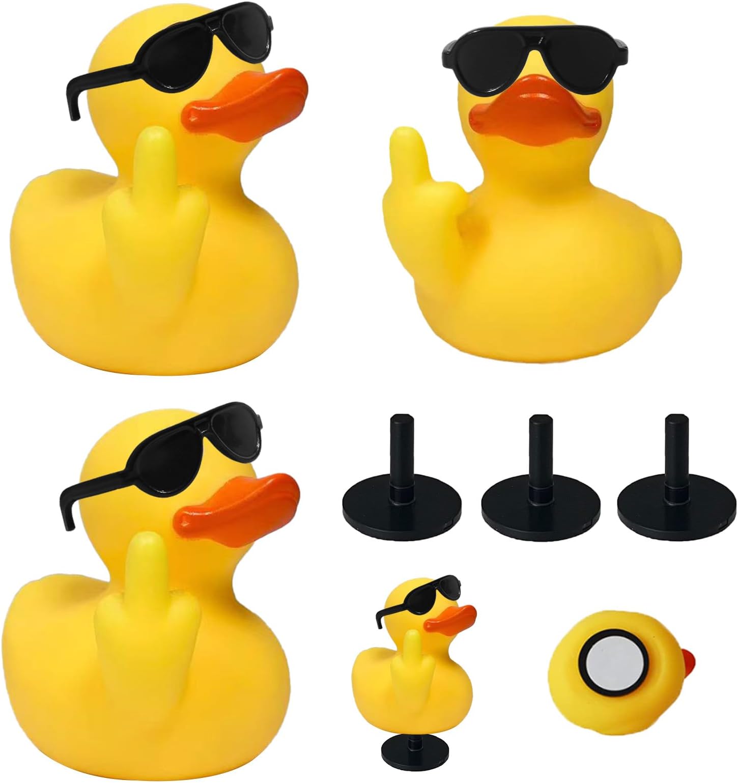3pcs Small Rubber Ducks with Sunglasses for Bathroom Home Ornament, Creative Gift for Car Dashboard Decorations Party Favors Toddler Kids Toys