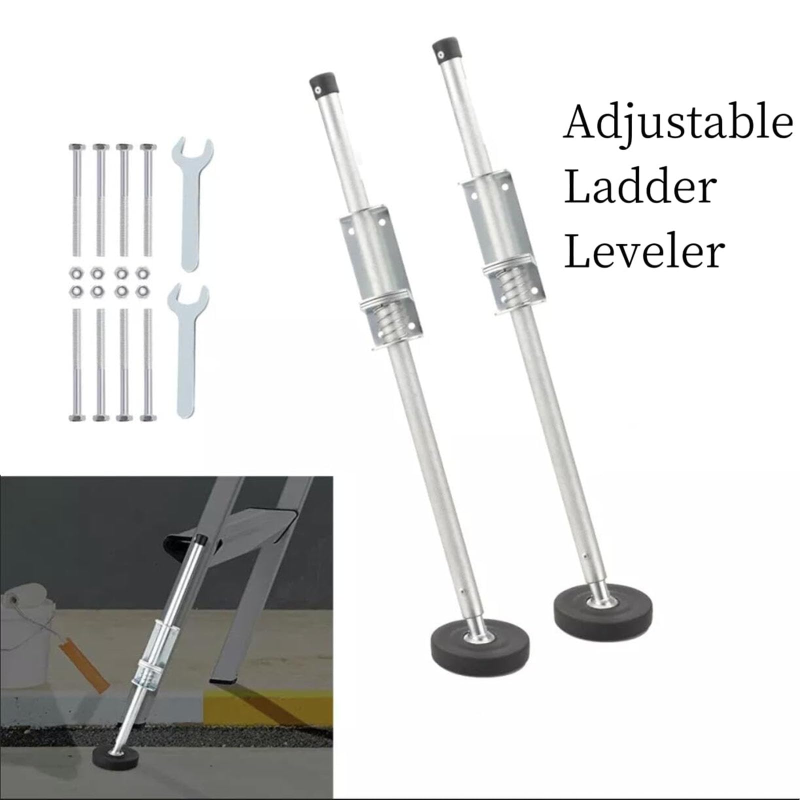 Niveladores de escalera, escaleras de extensión ajustables, patas de escalera de extensión para escalera, par de patas estabilizadoras extensibles