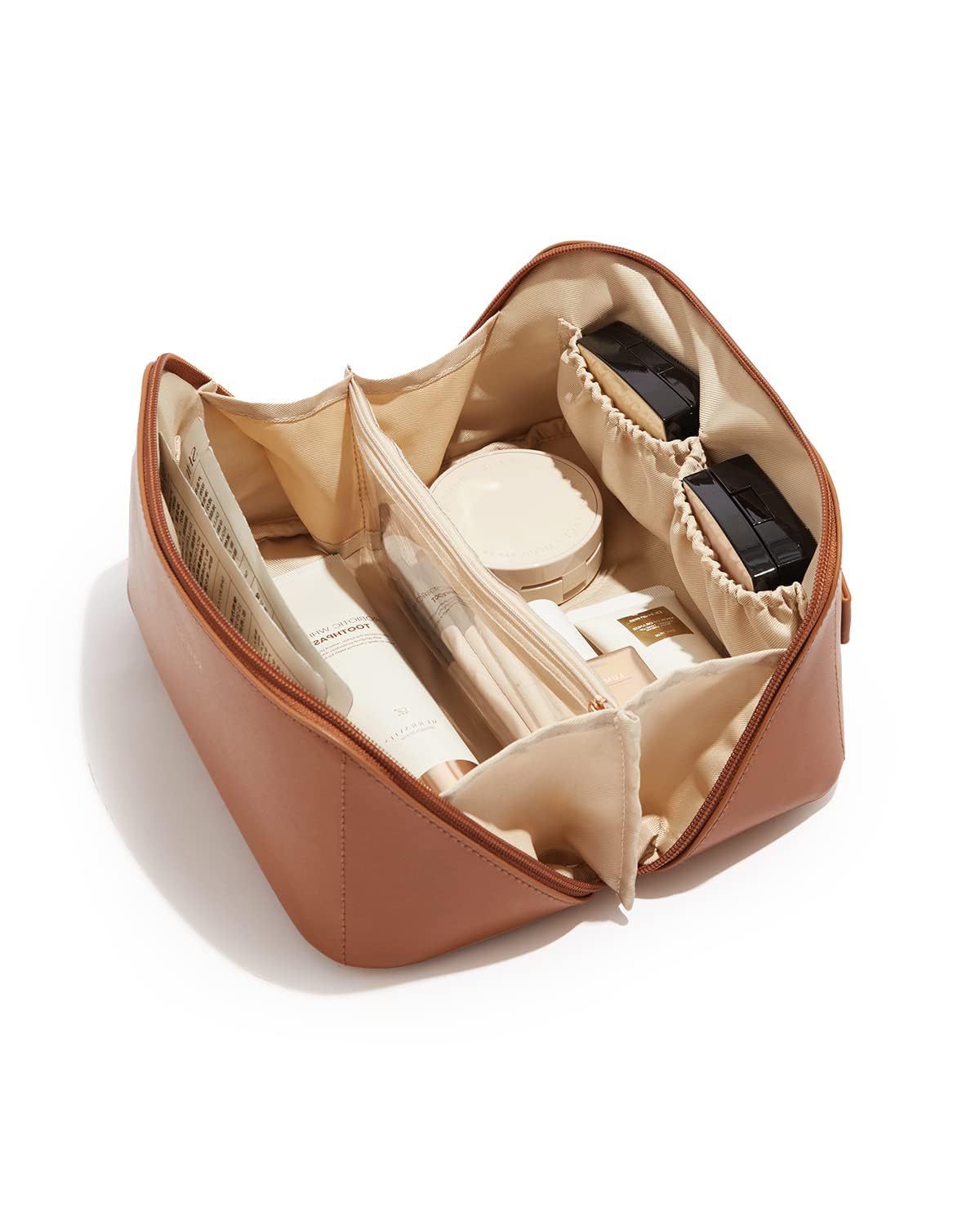 Darkye Large Capacity Waterproof Travel Makeup Bag with Divider and Handle - Portable Toiletry Organizer for Women