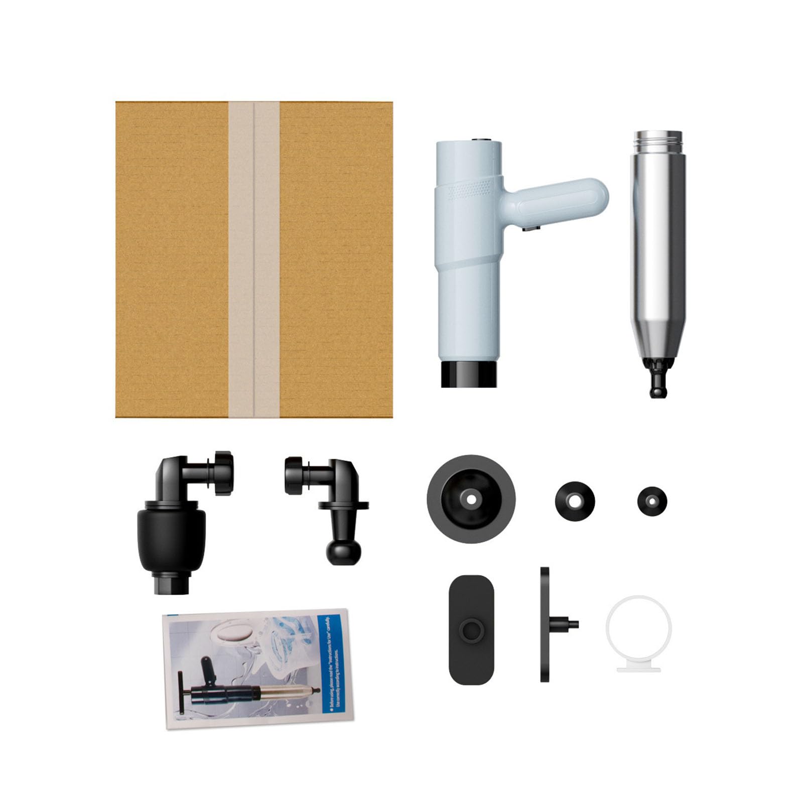 Kaeltsyn Grey Professional Manual Air Powered Drain Cleaner With Mechanical Meter And Multi Purpose Attachments For Sink Bathroom Toilet Pipe Cleaning Tool
