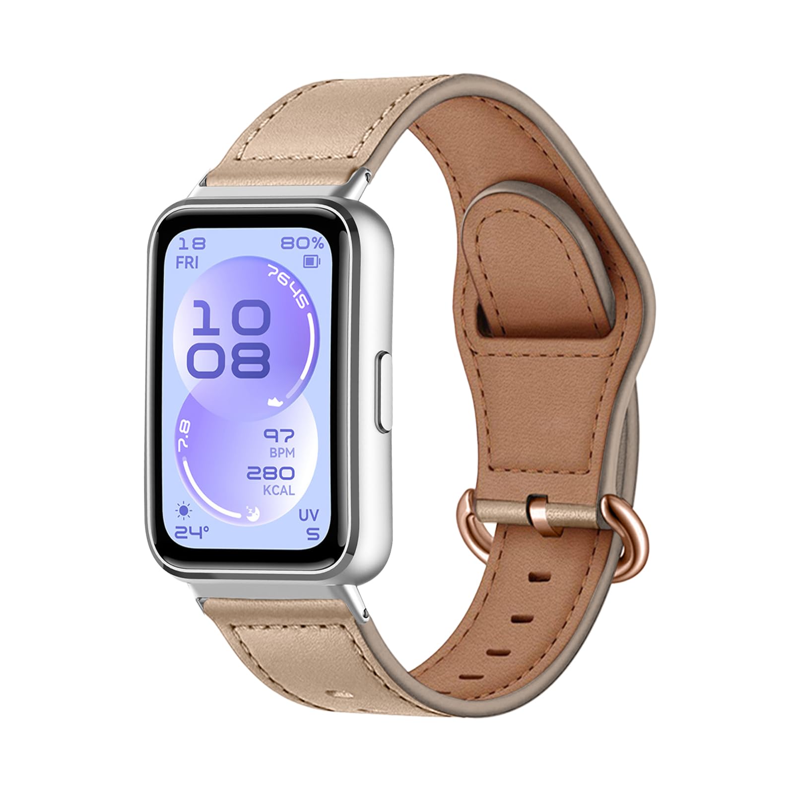 [SeGinn] レザーバンド Huawei Band 11 / 11 Pro 対応 交換バンド 革 高級 簡単取付 ビジネス ファーウェイバンド11 交換ベルト 軽量 サイズ調節可能 コンパチブル huawei band 11 pro /11 替えベルト（アプリコット）