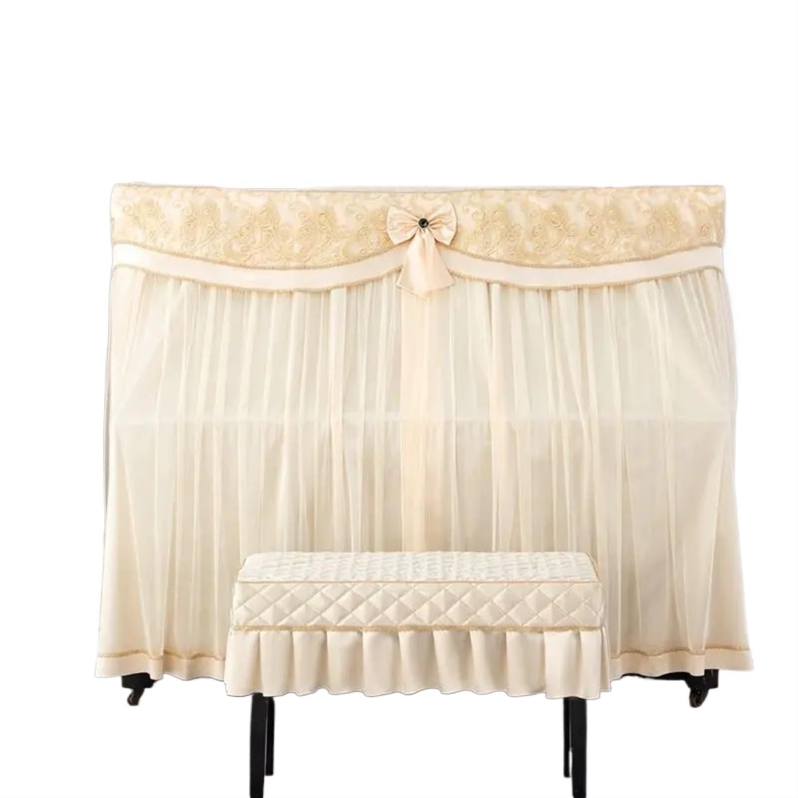 Copertura Per Pianoforte A Coda Copertura in tessuto for pianoforte protettiva for protezione solare for in atmosfera di moda in pizzo lusso(Beige,Cover single stool)