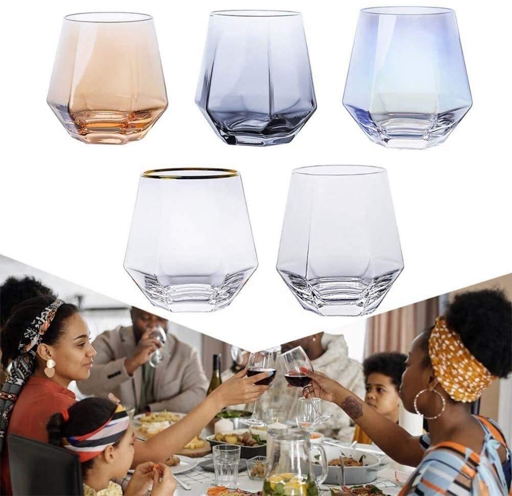Estante para vino Decantador de whisky Juego de 2 vasos de whisky Vasos de agua potable premium irrompibles Vaso transparente de 300 ml Perfectamente ponderado para bebidas cortas Seguro apilable (