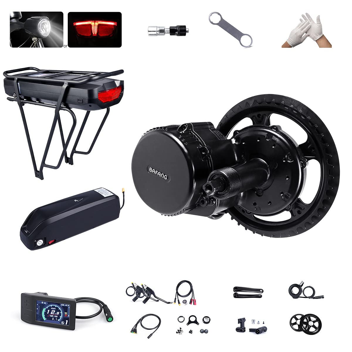 BAFANG BBS02B 48V 750W Ebike Motor Kit with LCD Display fit 68-73MM Bottom Bracket Bike 8fun Mid Dri