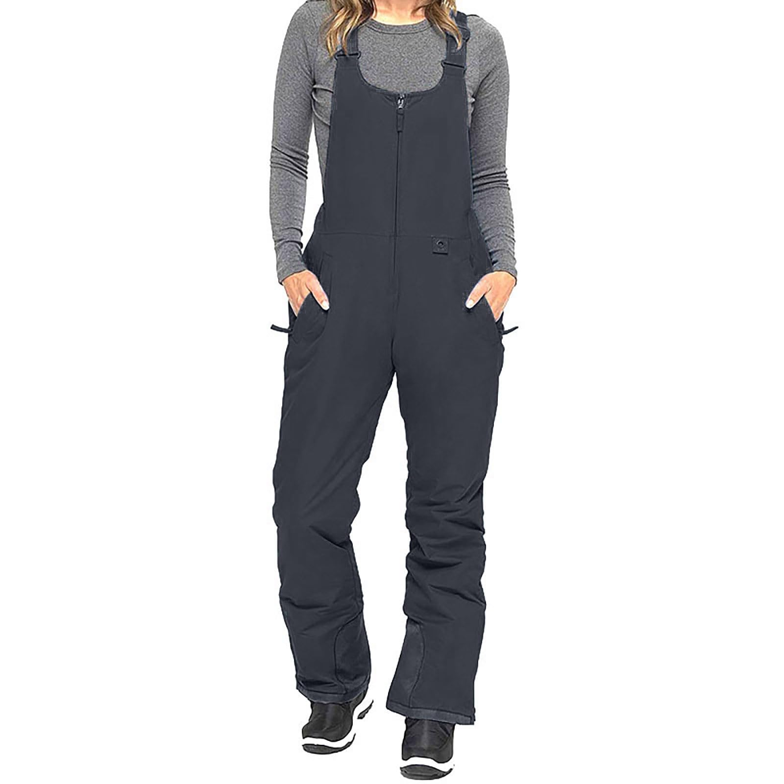 Skihose Damen Wasserdicht Schneehose Wasserdicht Thermo Gefüttert Hosenträgerhose mit Verstellbarer Latzhose Outdoorhose Winddicht Snowboardhose Winter Mode Softshellhose Leicht Schneeanzug