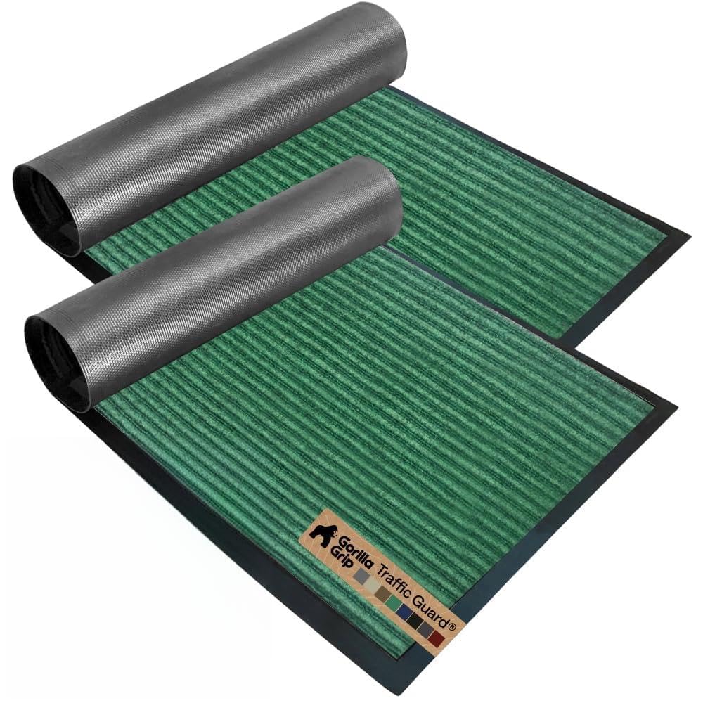GORILLA GRIP Traffic Guard Indoor Outdoor Heavy Duty Door Mat, 29x17 Green