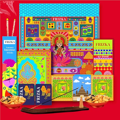 Image of Frizka Gift Box | 12 Premium Products | Urli, Candles, Dhoop, Incense Stick, Diya's, Silver Bowl | Luxury Hamper for Family, Friends & Corporate Gifting, Birthday, Wedding Hamper, Wedding