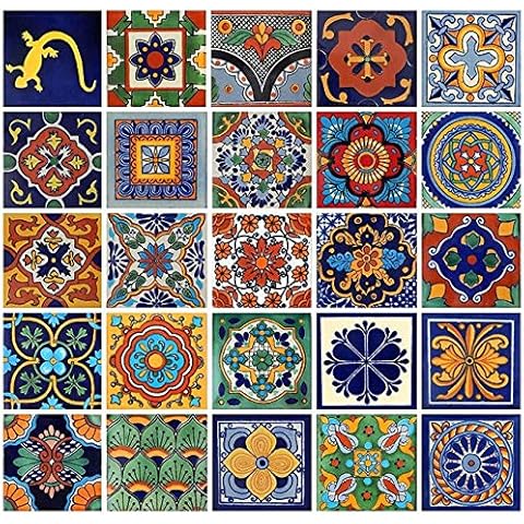 25 Mexican Tiles 4x4 Handpainted Hundred Pieces Different Designs Cover