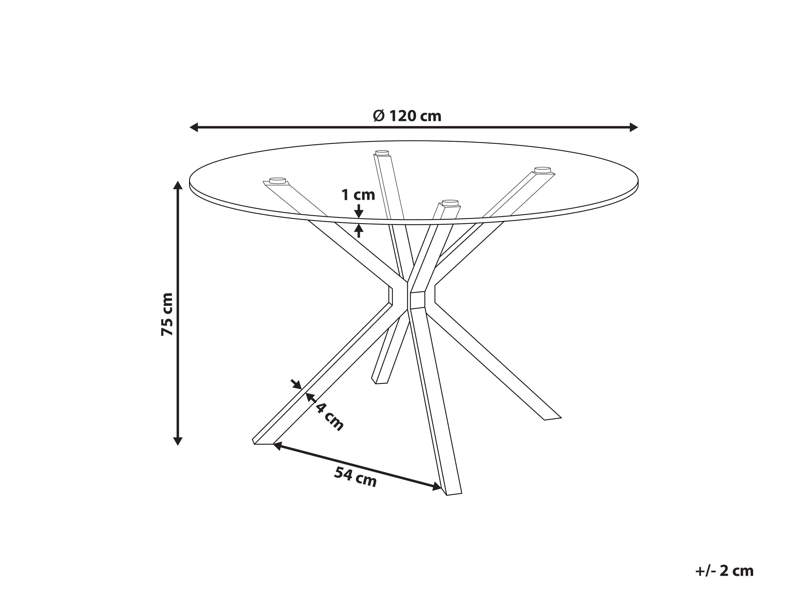 Beliani Tavolo da pranzo rotondo Glamour ⌀120 cm Piano in vetro temperato Gambe d'accento Nero