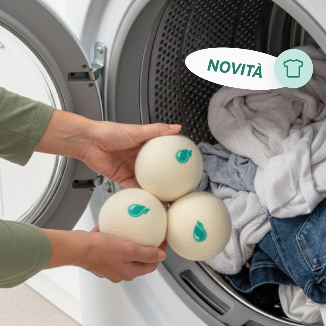 NATULIM Palline di Lana per Asciugatrice Set 6 XL - Ammorbidente Naturale Riutilizzabile Senza Plastica - 100% Lana Nuova Zelanda