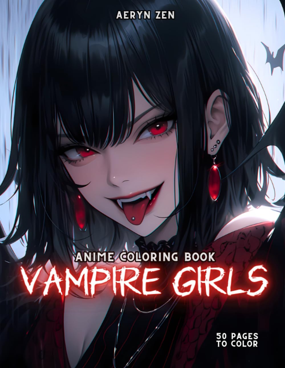 Anime Coloring Book: Vampire Girls: Manga Art & Anime Enthusiasts Stress Relief Adult Coloring Halloween, Cute