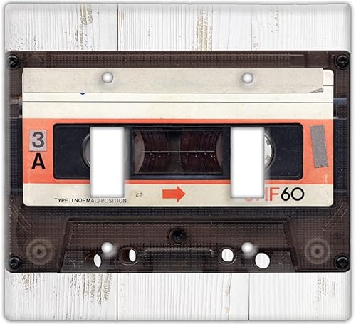 Placa decorativa para interruptor de pared, placa de interruptor de cinta de casete vintage, decoración de aspecto retro para sala de música y