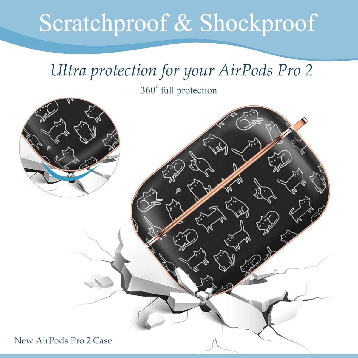 Amazon | AirPods Pro2ケース 黒と白 猫 ネコ柄 AirPods Pro第2世代