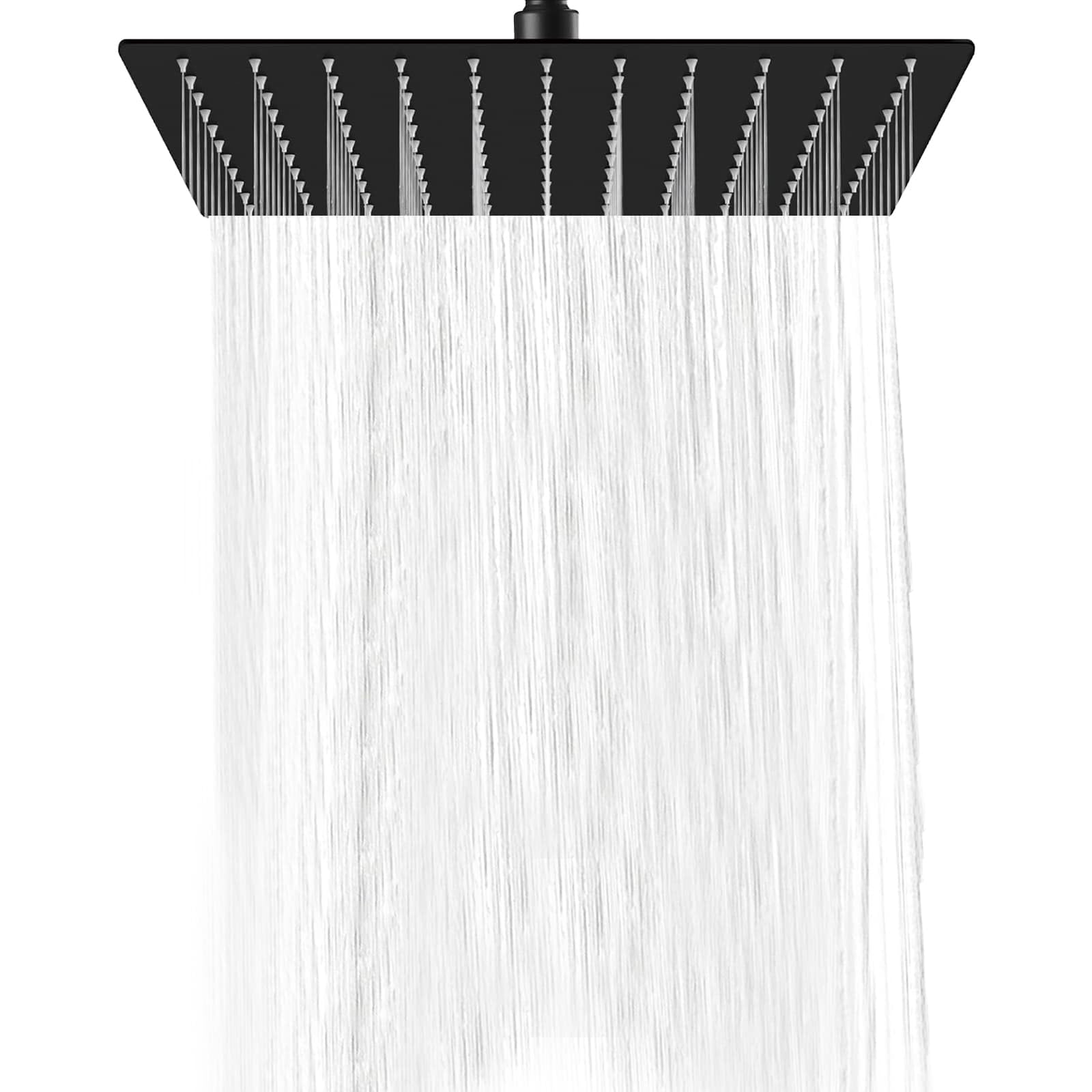 Dyuee Black 12 Inch Rainfall Shower Head Square Fixed Shower Head, Stainless Steel High Pressure Rain Shower, Waterfall Full Body Coverage With Silicone Nozzle With 144 Silicone Jets