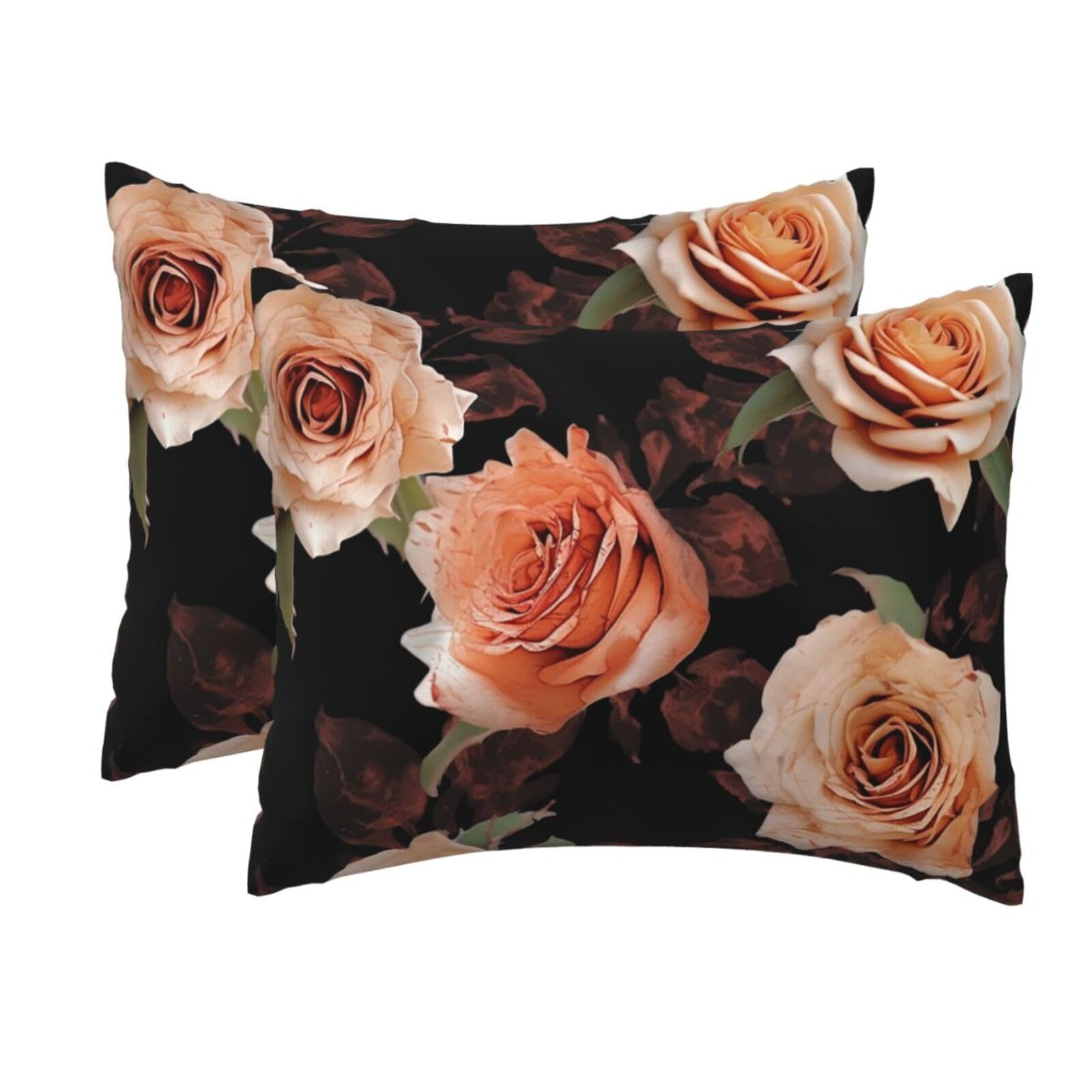 2 Pack Standard Size Pillow Cases for Hair and Skin Soft Breathable Pillow Case Covers with Hidden Zipper Black Peach Rose Pillowcase 20x26 Inches Pillow Cover for Sleeping Gift
