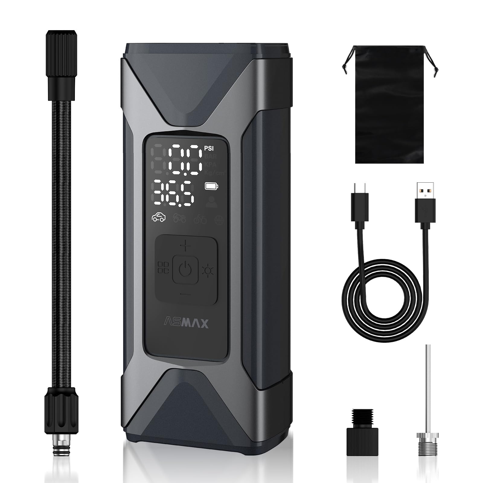 T10 Tire Inflator Portable Air Compressor, 160PSI Cordless Electric Air Pump with 7500mAh Battery, Digital Gauge, Auto Shut-Off, Fast Inflation for Car, Motorcycle, Bike, Bicycle, Balls