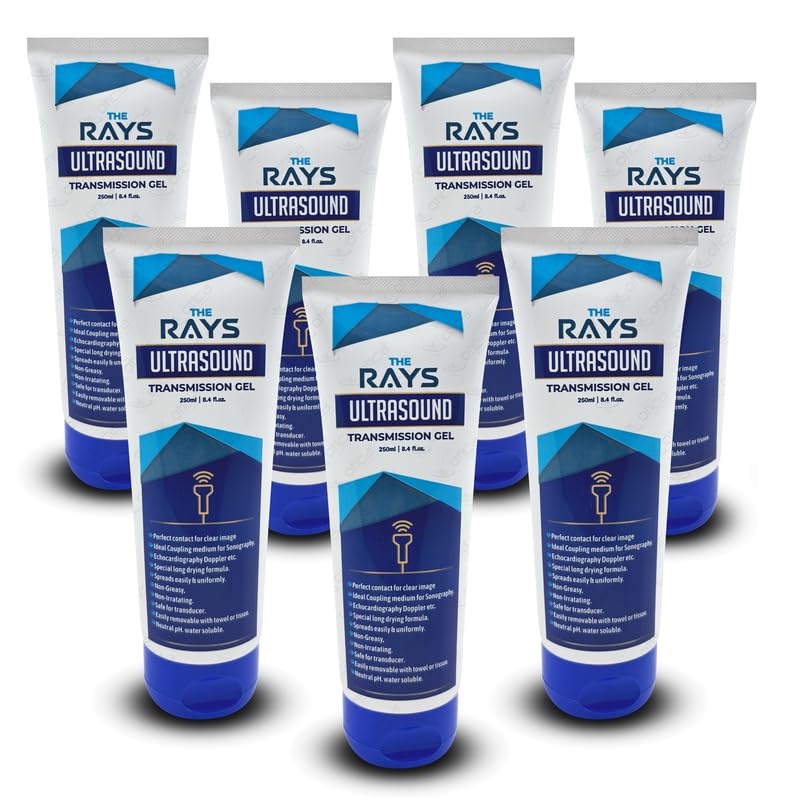 Image of OTICA The Rays Ultrasound Gel for Physiotherapy, 250ml Conductive Gel for TENS Machine, Doppler, ECG, Sonography,EMG & EEG | Water-Soluble Formula Based & Paraben Free Transmission Gel | Pack of 7