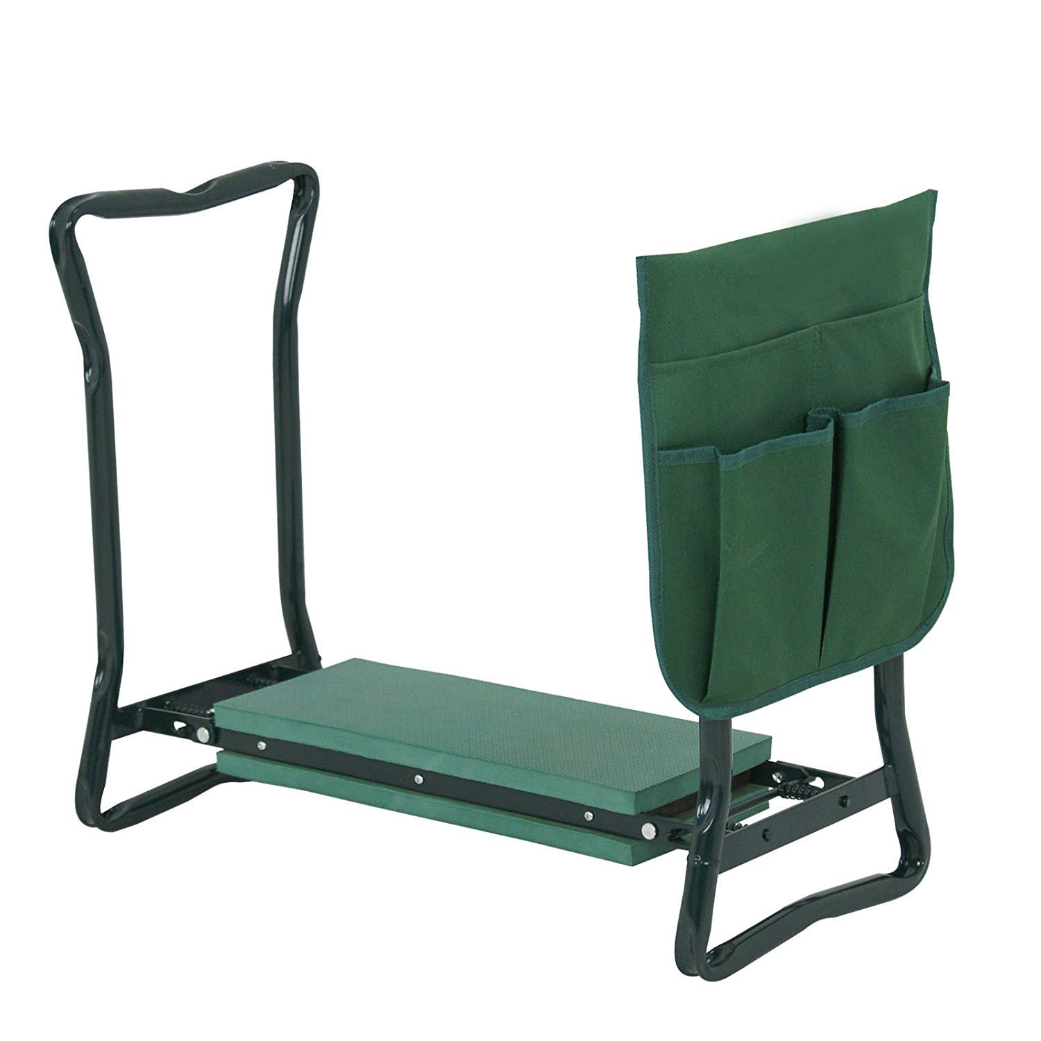 Portable Garden Kneeler and Seat Foldable Gardening Stool with Tool Bags Pouch&EVA Foam Pad, Garden Kneeling Bench for Seniors Women Men, Green